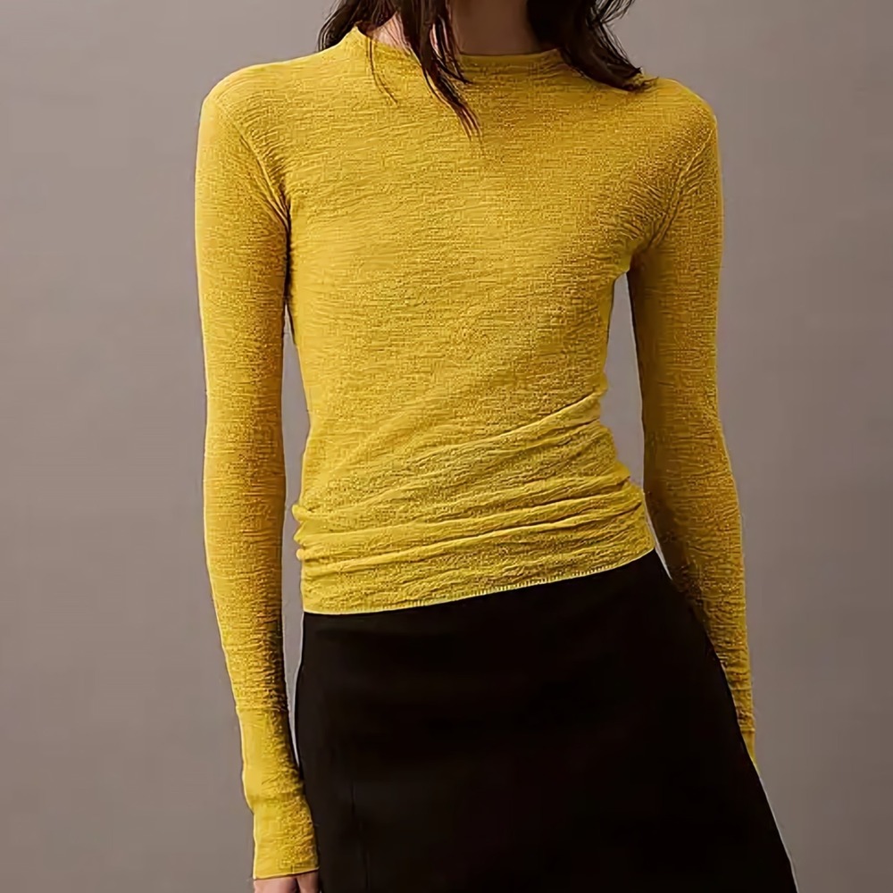 Calvin Klein Textured Knit Long Sleeve Warm Olive Top Shirt Womens Size XS NWT